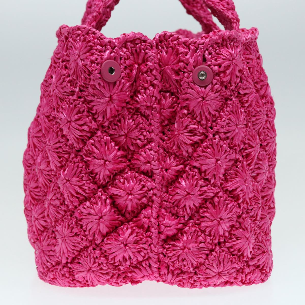 PRADA Canapa GM Hand Bag Raffia 2way Pink Auth 87669A