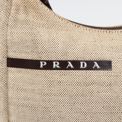 PRADA Hand Bag Canvas Beige Auth 87677