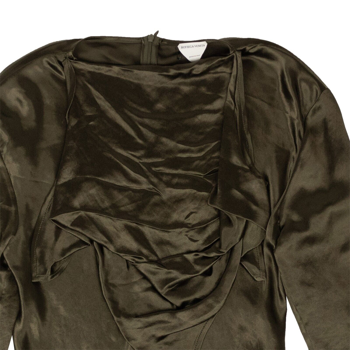 NWT Luxury Bottega Veneta Olive Green Washed Cupro Bandana Top