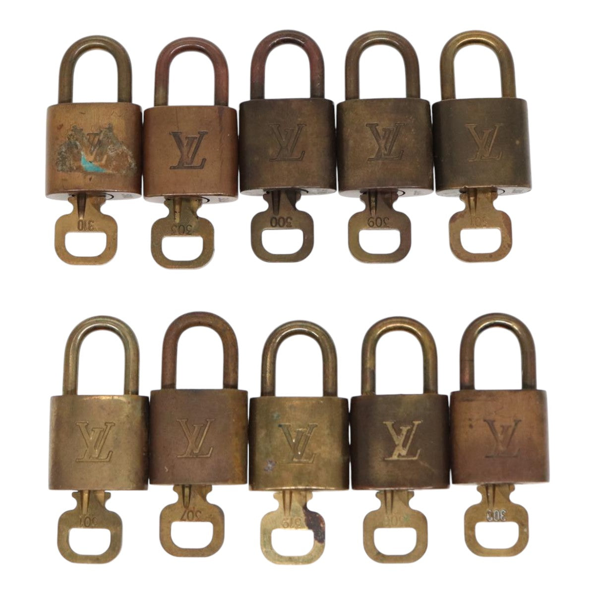 LOUIS VUITTON Padlock 10set metal Gold Tone LV Auth 87707