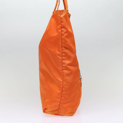 PRADA Tote Bag Nylon Orange Silver Auth 87757