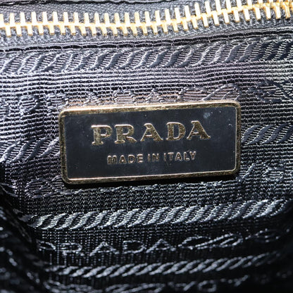 PRADA Shoulder Bag Leather Black Gold Auth 87759