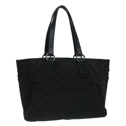 GUCCI GG Canvas Shoulder Bag Black Silver 113017 002404 Auth 87780