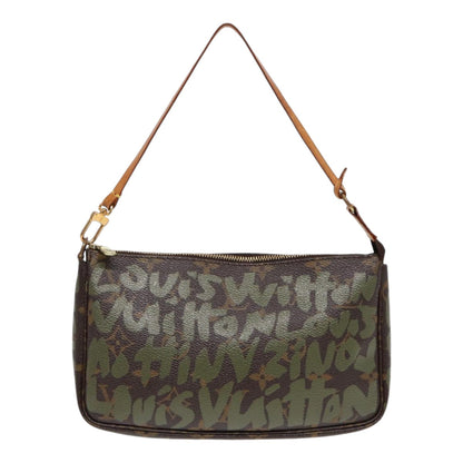 LOUIS VUITTON Monogram Graffiti Pochette Accessoires Green M92191 LV Auth 87824