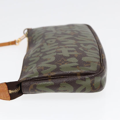 LOUIS VUITTON Monogram Graffiti Pochette Accessoires Green M92191 LV Auth 87824