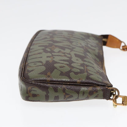 LOUIS VUITTON Monogram Graffiti Pochette Accessoires Green M92191 LV Auth 87824