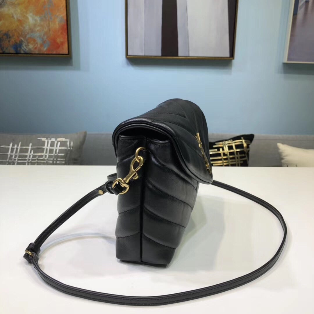 Yves Saint Laurent Loulou Mini Shoulder Bag Black  7in/18cm