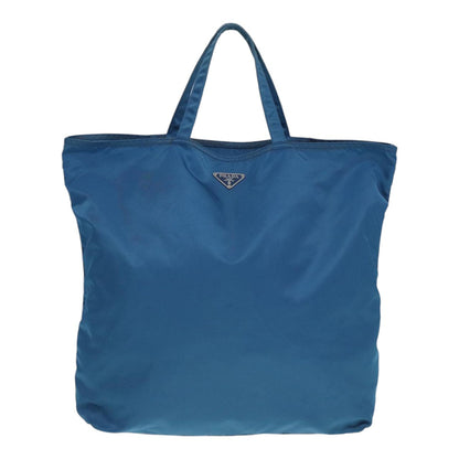 PRADA Tote Bag Nylon Blue Silver Auth 87908