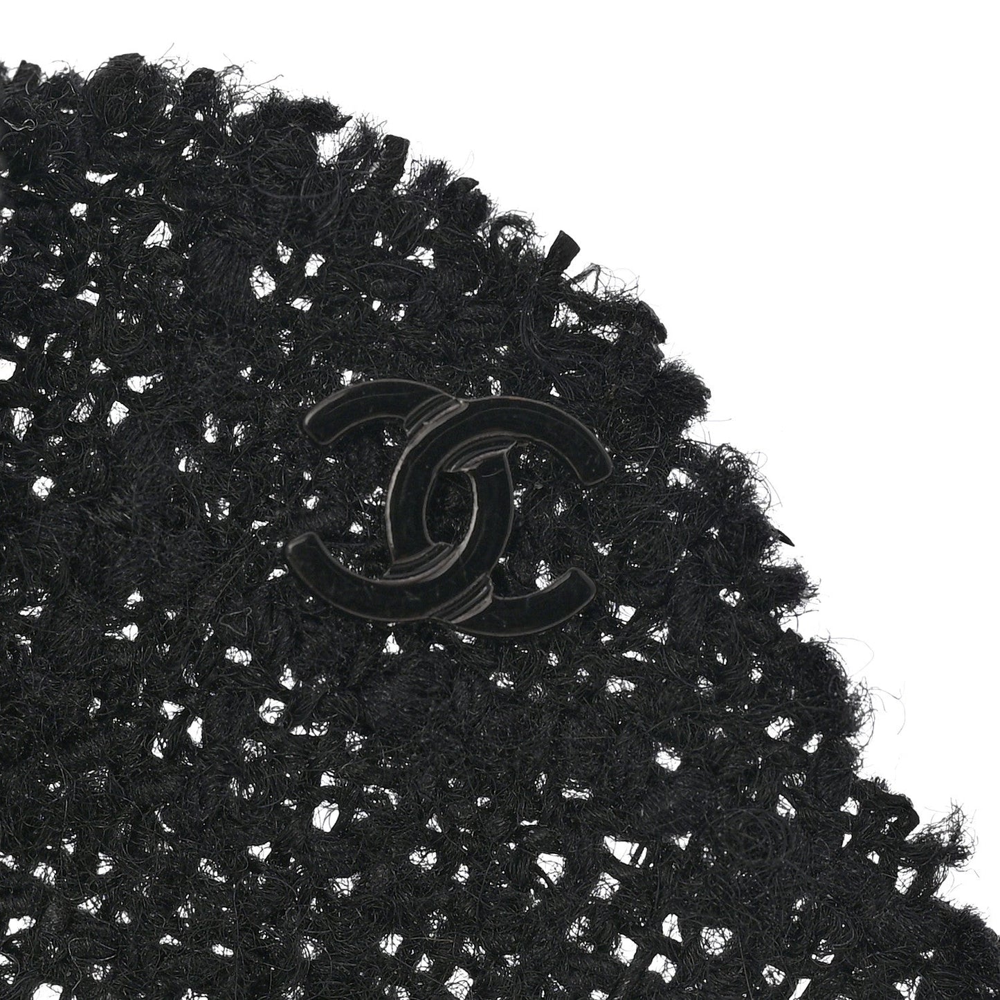 Tweed Fabric Camellia Pin Brooch Black