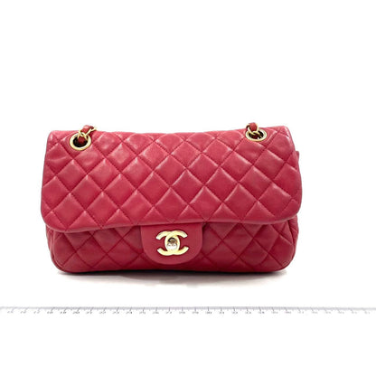 Chanel Seasonal Flap Medium Red Lambskin Leather Valentine Marine Charms