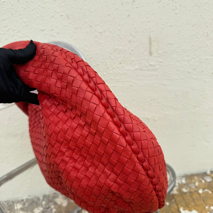 Bottega Veneta Belly Hobo Intrecciato Lambskin Leather Red Large 50cm