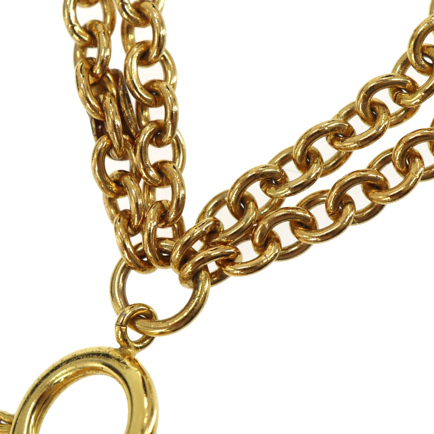 CHANEL CC Matelasse motif Chain Necklace Gold Plated #CG955