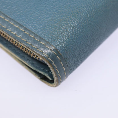 LOUIS VUITTON Suhari Compact Zip Wallet Leather Blue M91829 LV Auth 88071