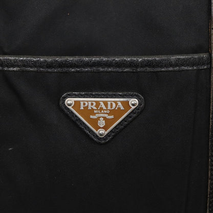 PRADA Tote Bag Nylon Black Silver Auth 88087