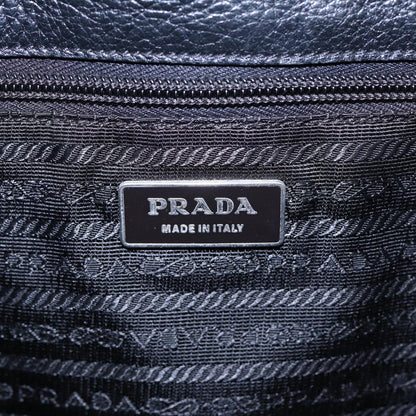 PRADA Tote Bag Nylon Black Silver Auth 88087