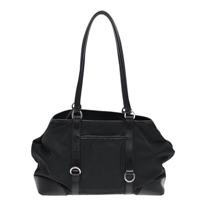 PRADA Tote Bag Nylon Black Silver Auth 88087