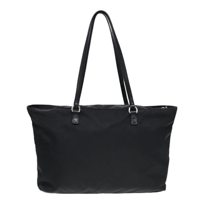 PRADA Tote Bag Nylon Silver Black Auth 88088