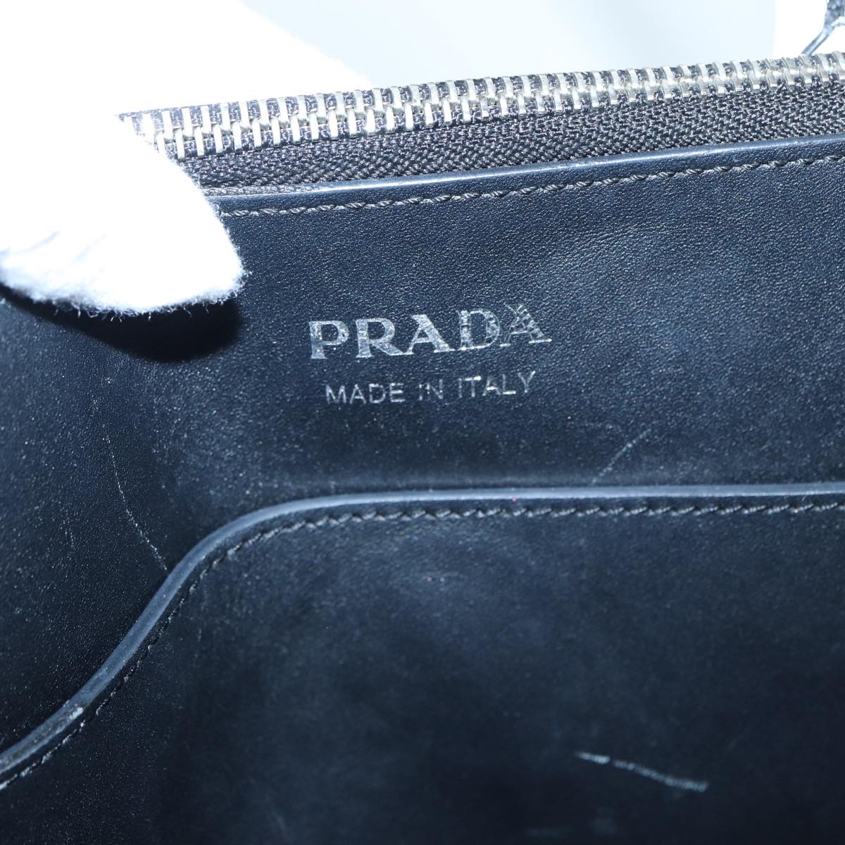 PRADA Hand Bag Leather 2way Black White Silver Auth 88091