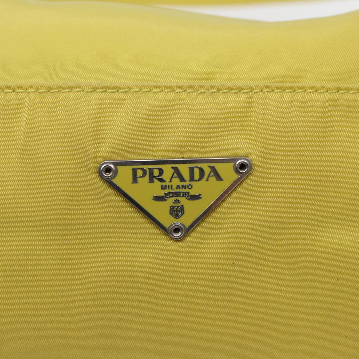 PRADA Shoulder Bag Nylon Yellow Silver Auth 88093