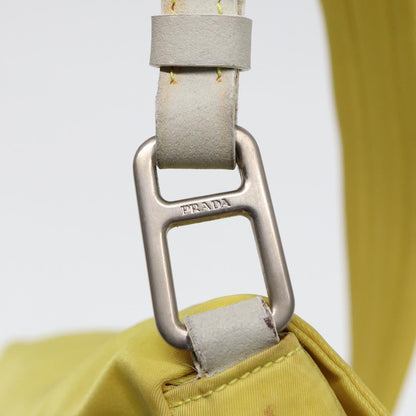 PRADA Shoulder Bag Nylon Yellow Silver Auth 88093