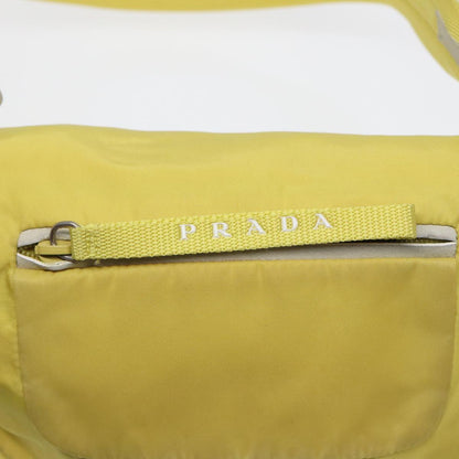 PRADA Shoulder Bag Nylon Yellow Silver Auth 88093