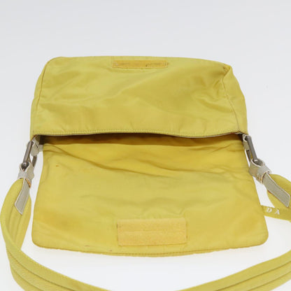 PRADA Shoulder Bag Nylon Yellow Silver Auth 88093