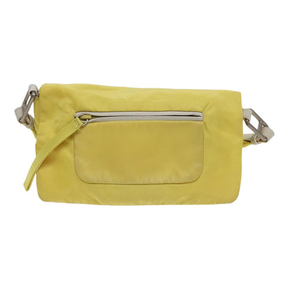 PRADA Shoulder Bag Nylon Yellow Silver Auth 88093