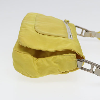 PRADA Shoulder Bag Nylon Yellow Silver Auth 88093