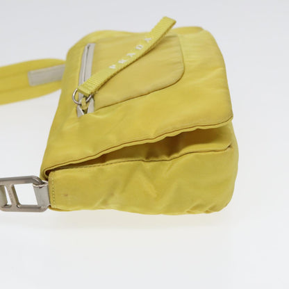 PRADA Shoulder Bag Nylon Yellow Silver Auth 88093