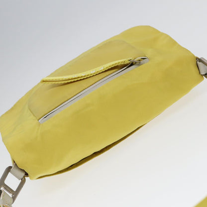 PRADA Shoulder Bag Nylon Yellow Silver Auth 88093