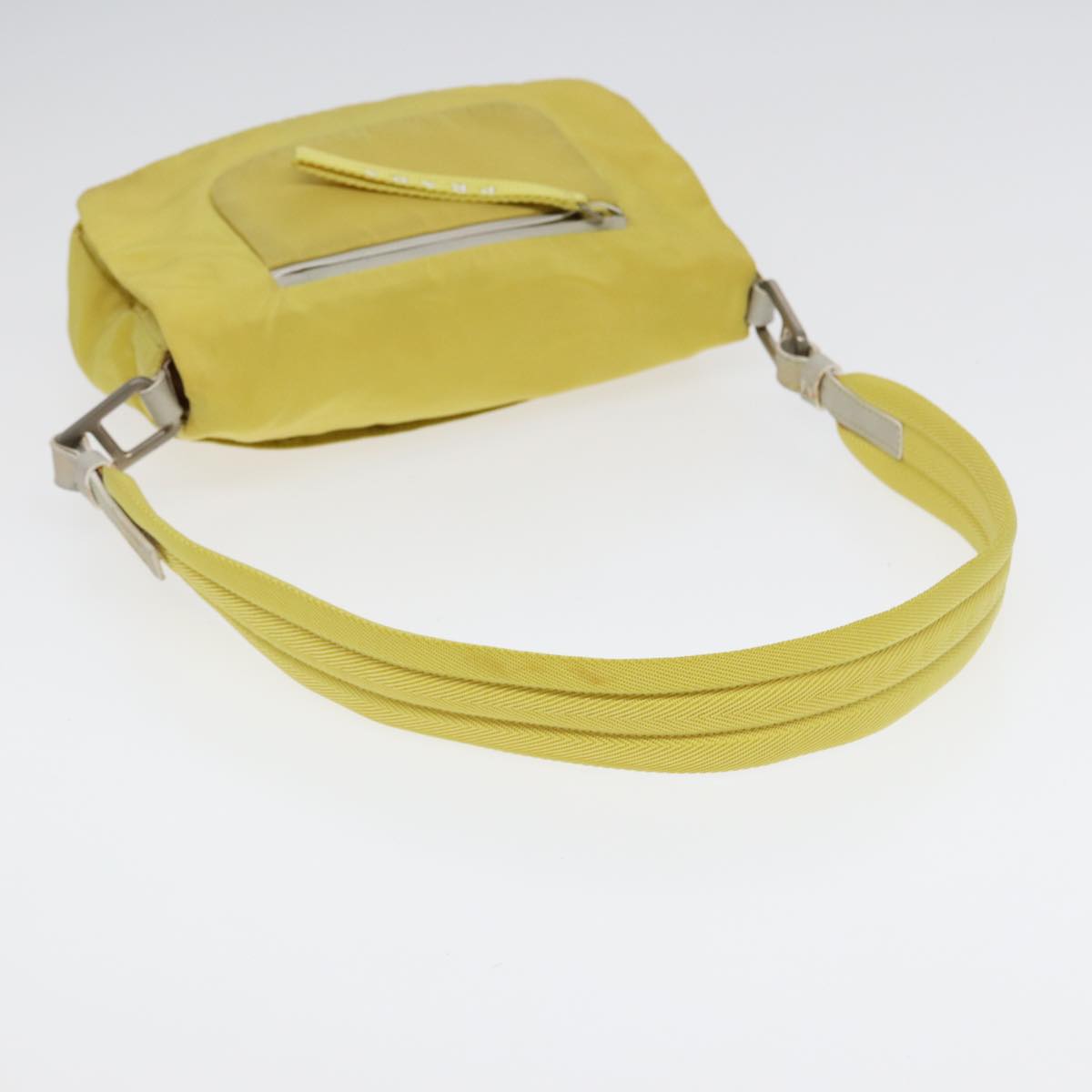 PRADA Shoulder Bag Nylon Yellow Silver Auth 88093