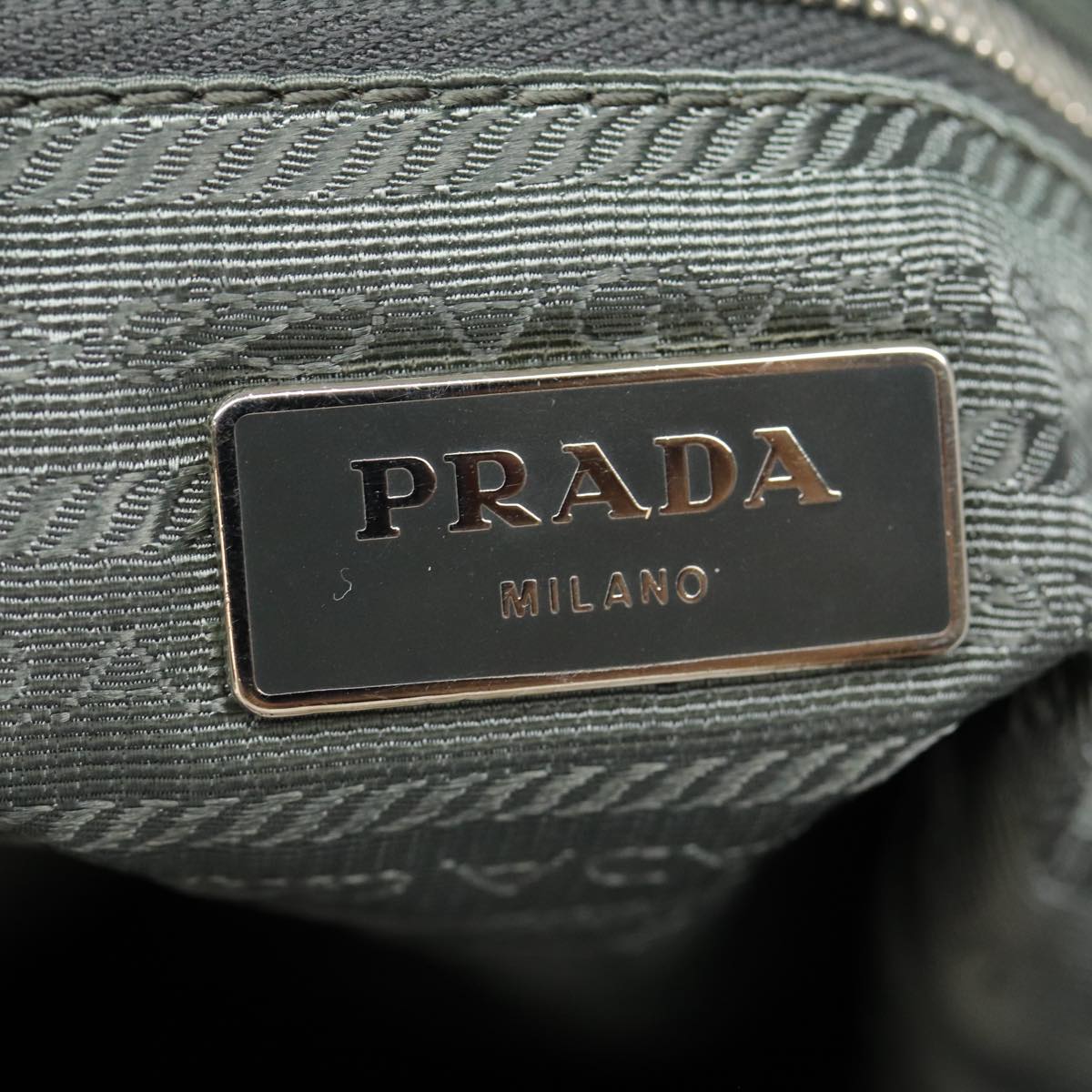 PRADA Tote Bag Nylon Gray Silver Auth 88096