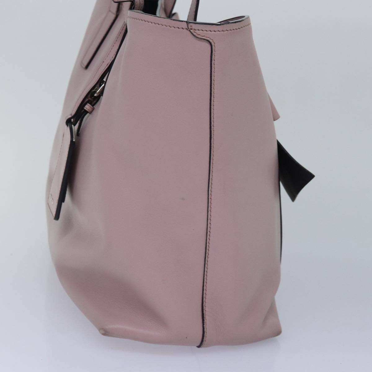 PRADA Tote Bag Leather Pink Silver Auth 88098