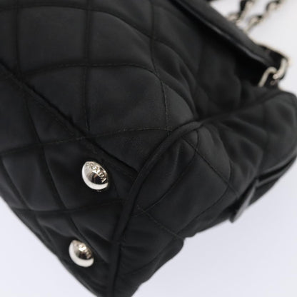 PRADA Quilted Chain Shoulder Bag Nylon Black Silver Auth 88100