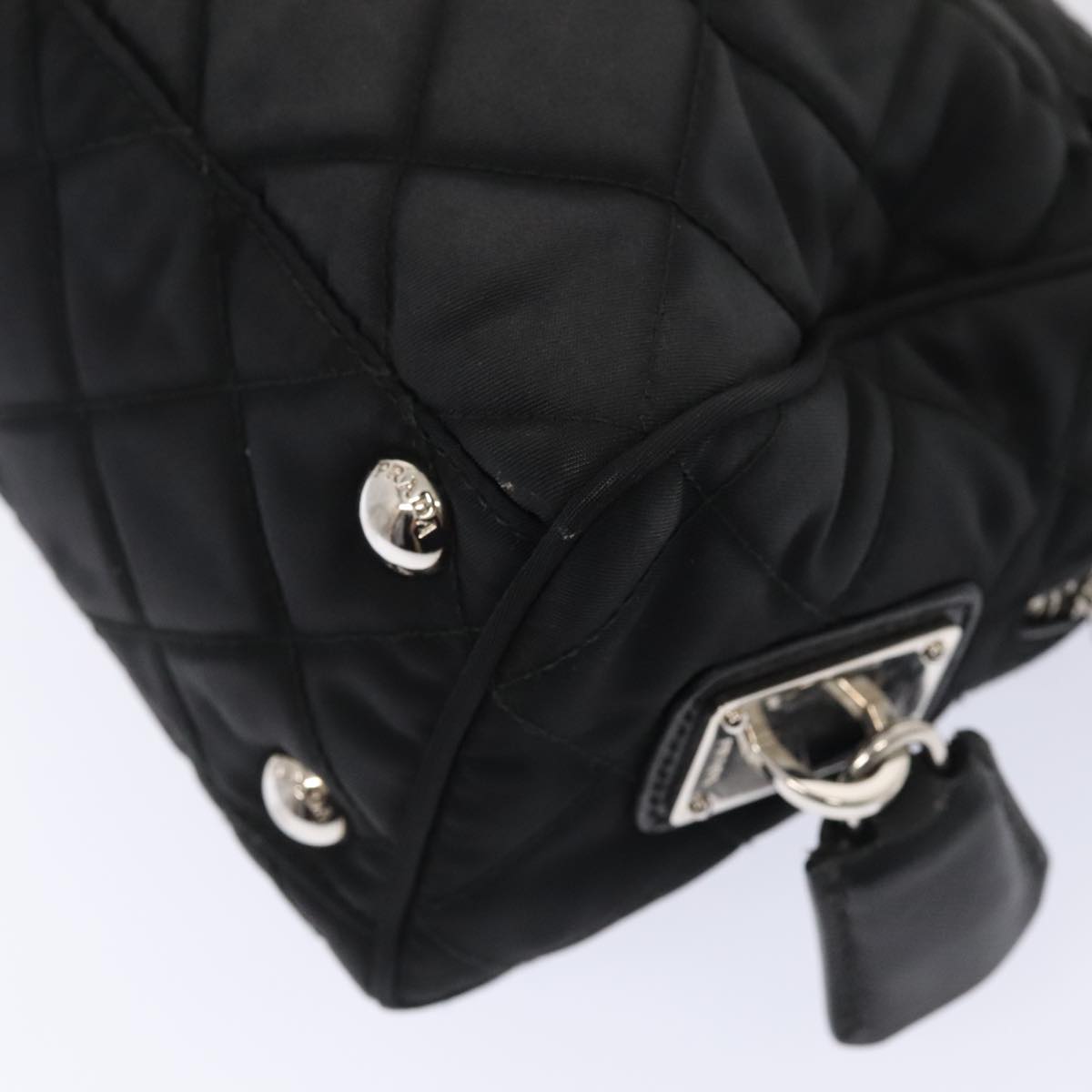 PRADA Quilted Chain Shoulder Bag Nylon Black Silver Auth 88100