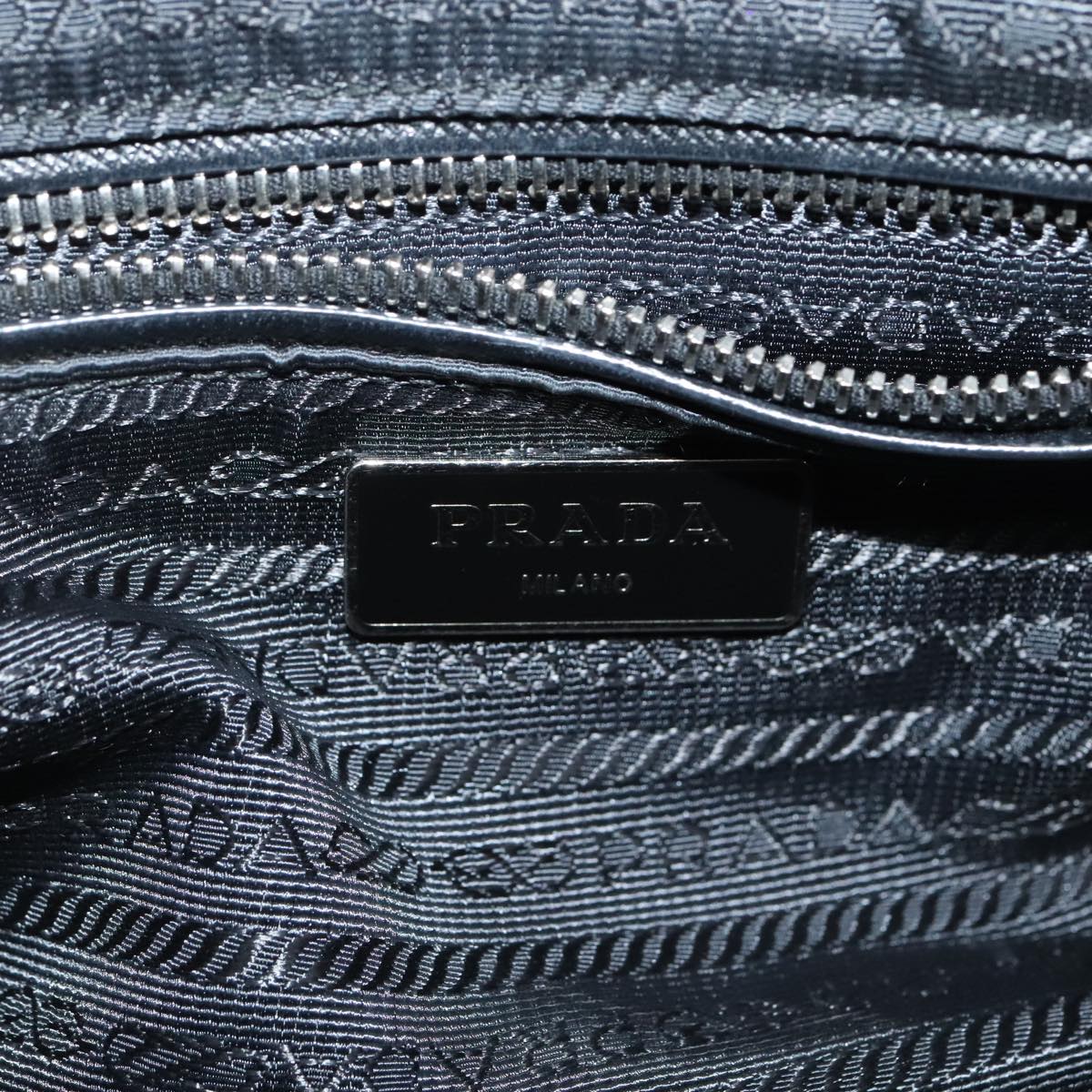 PRADA Quilted Chain Shoulder Bag Nylon Black Silver Auth 88100