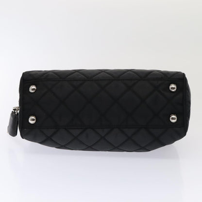 PRADA Quilted Chain Shoulder Bag Nylon Black Silver Auth 88100