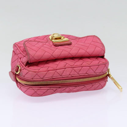 PRADA Quilted Shoulder Bag Nylon Pink Gold Auth 88102