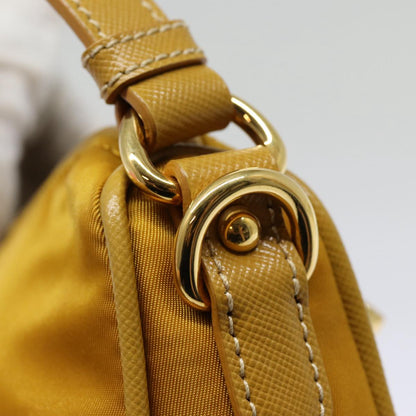 PRADA Hand Bag Nylon Yellow Gold Auth 88104