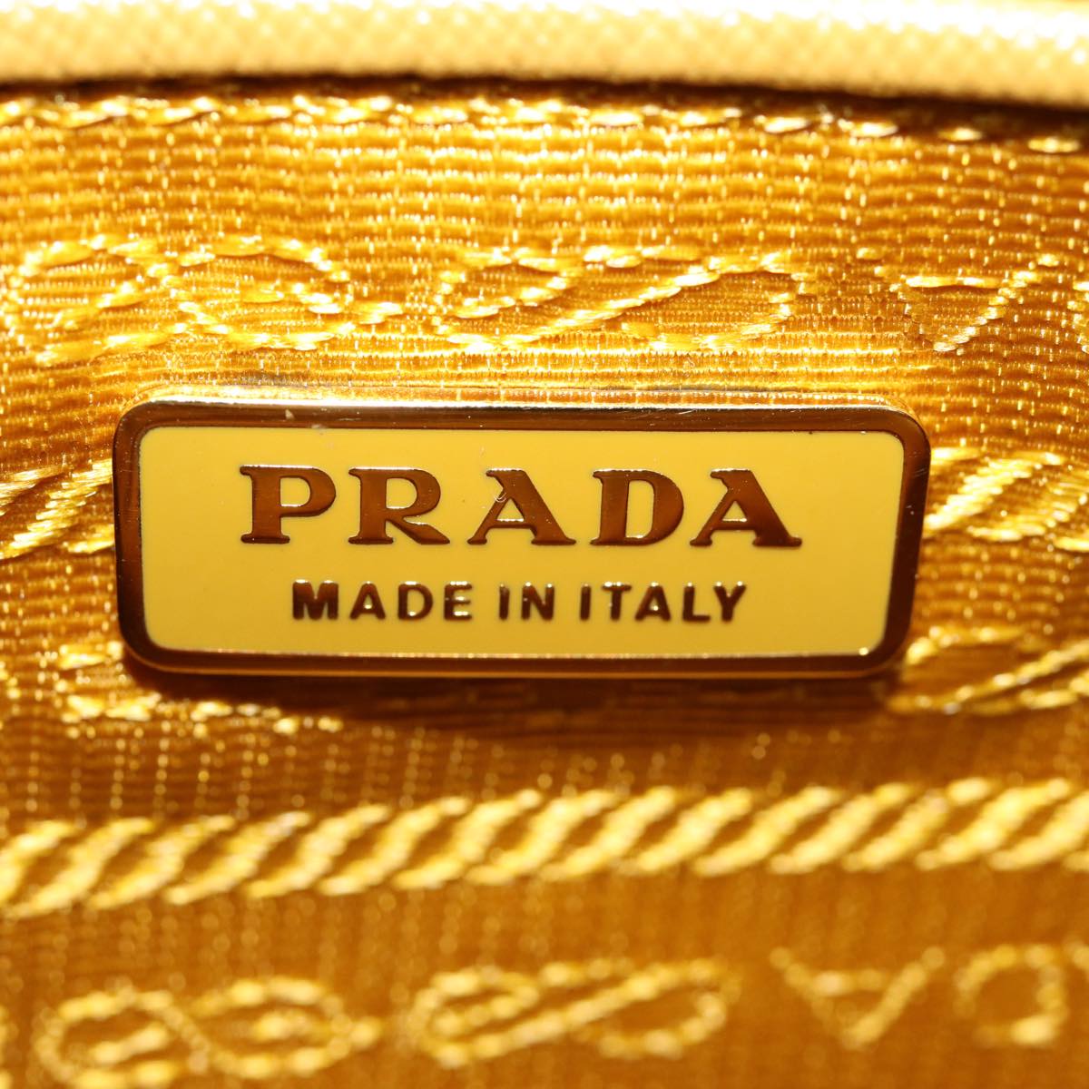 PRADA Hand Bag Nylon Yellow Gold Auth 88104