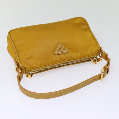 PRADA Hand Bag Nylon Yellow Gold Auth 88104