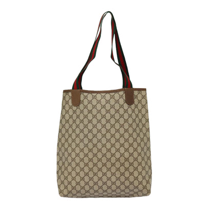 GUCCI GG Supreme Web Sherry Line Tote Bag PVC Beige Red 39 02 003 Auth 88151
