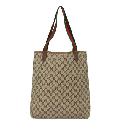 GUCCI GG Supreme Web Sherry Line Tote Bag PVC Beige Red 40 02 003 Auth 88153