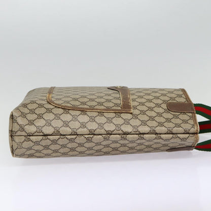 GUCCI GG Supreme Web Sherry Line Tote Bag PVC Beige Red 40 02 003 Auth 88153