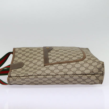 GUCCI GG Supreme Web Sherry Line Tote Bag PVC Beige Red 39 02 003 Auth 88154
