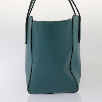 GUCCI Tote Bag Leather Turquoise Blue Gold 354408 Auth 88161