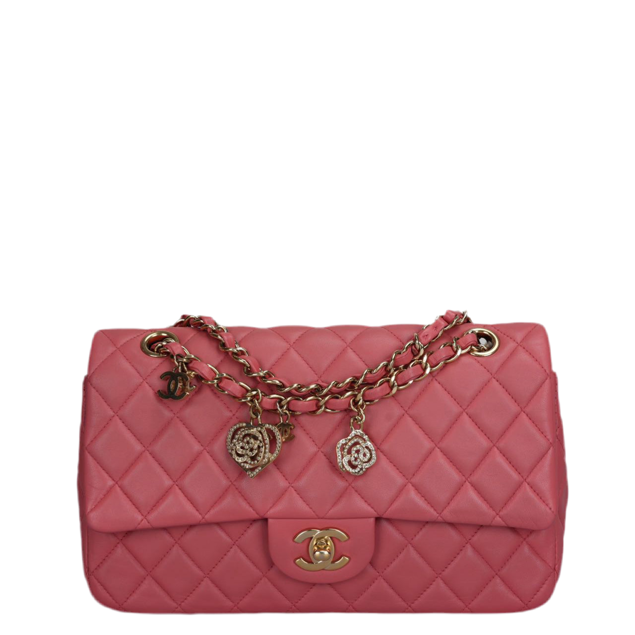 Chanel Pink timeless medium Valentine Lambskin Leather bag with Gold Hardware