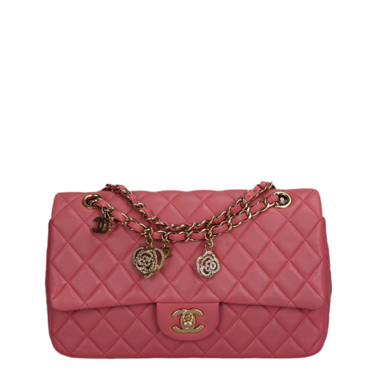 Chanel Pink timeless medium Valentine Lambskin Leather bag with Gold Hardware