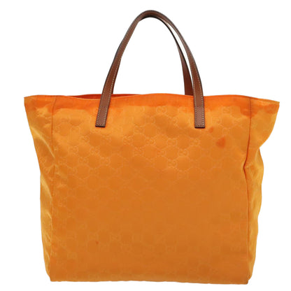GUCCI GG Canvas Tote Bag Nylon Orange Silver 282439 Auth 88179