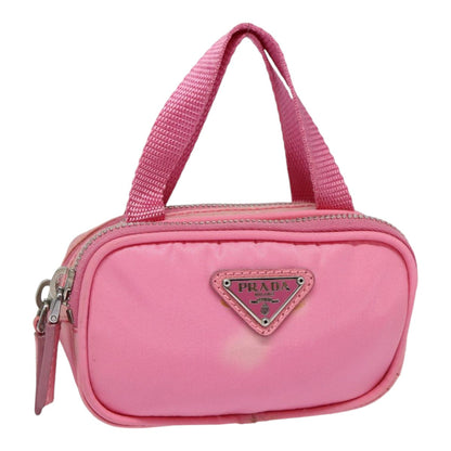 PRADA Mini Hand Bag Nylon Pink Silver Auth 88185